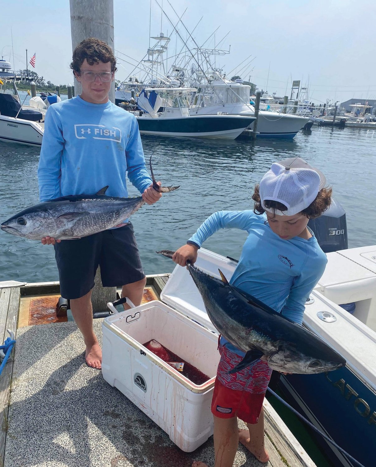 This weekend, five years later, the trio landed bluefin tuna. Rowan (now 11, on right in photos said, “I only want to fish for bluefin tuna for the rest of my life.”